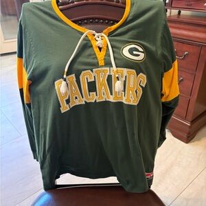 NFL Green and Gold Green Bay Packers Lace-Up Jersey Top